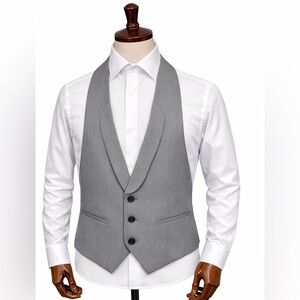 Men’s Light Gray Tuxedo Vest Shawl Collar Size XL